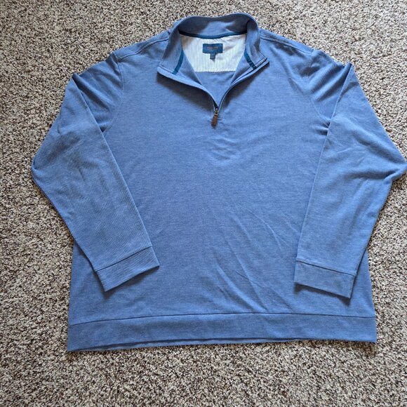 Fairlane 1/4 Zip Pullover Mens XXL 2XL Blue Performance Pique Stretch Mock Neck - Picture 1 of 5